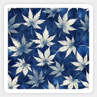 Maple Leaves pattern - indigo blue maple leaf pattern Sticker